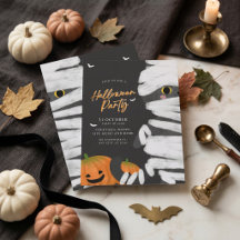Modern Minimalist Mummy Cat Halloween Party
