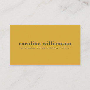Modern Minimalist Mustard Yellow Grey Text Custom Business Card