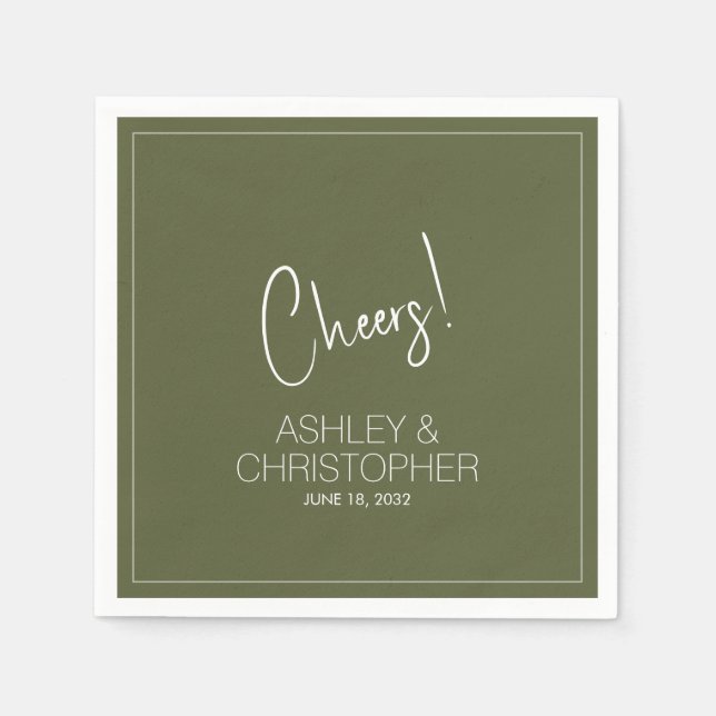 Modern Minimalist Muted Moss Wedding Napkin (Front)