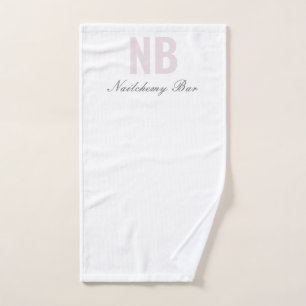Modern Minimalist Nail Salon Custom White Hand Towel