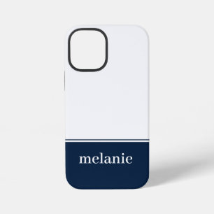 Modern Minimalist Name iPhone Case Navy White