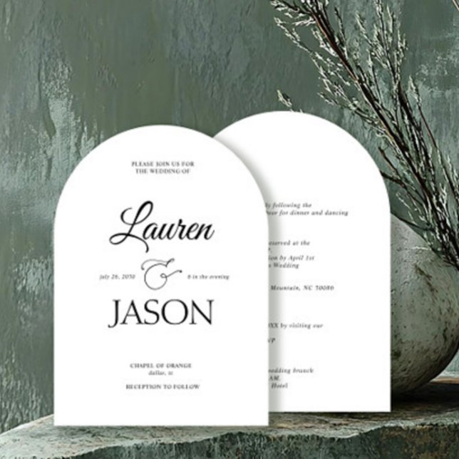 Modern Minimalist Names Calligraphy Black Invitation (Creator Uploaded)