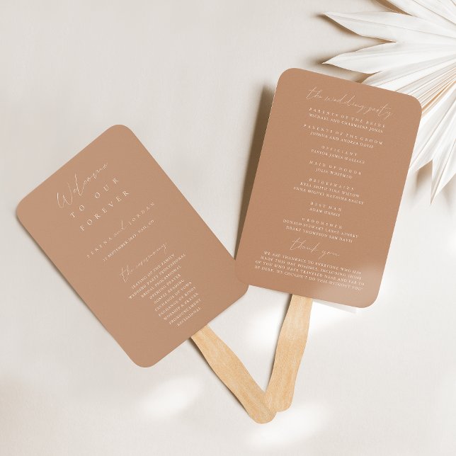 Modern Minimalist Natural Tan Ceremony Program Hand Fan (Creator Uploaded)