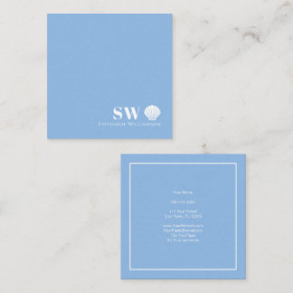 Modern Minimalist Nautical Shell Initials Monogram Square Business Card