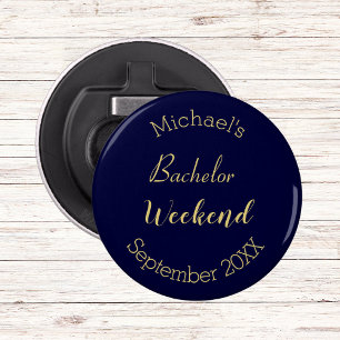 Modern Minimalist Navy and Gold Bachelor Party  Bottle Opener