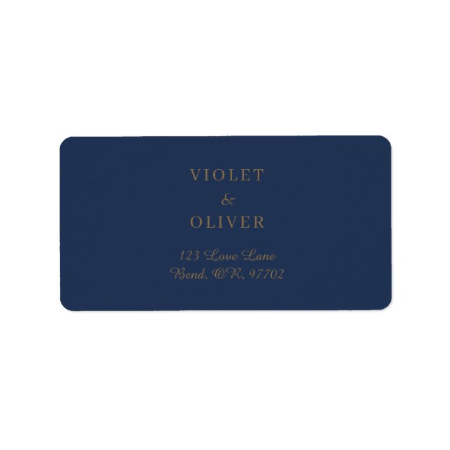 Modern Minimalist | Navy and Gold Wedding Label (Front)