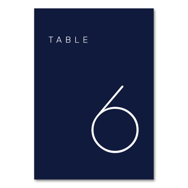 Modern Minimalist Navy and White Table Number Tabl (Front)