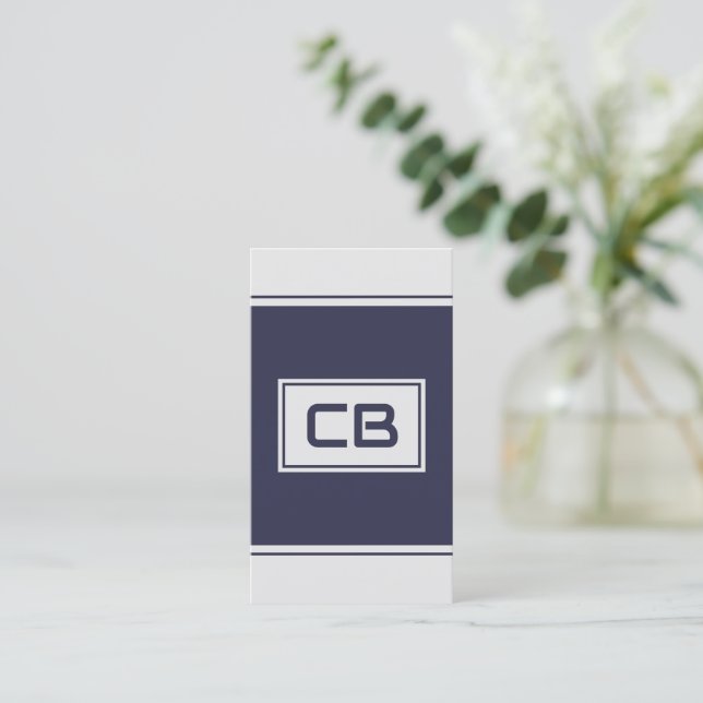 Modern Minimalist Navy Blue Business Card (Standing Front)