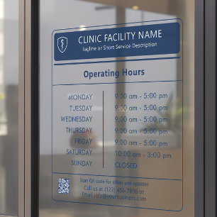 Modern Minimalist Navy Blue Clinic Operating Hours
