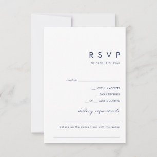 Modern Minimalist Navy Blue Diet/Song Request RSVP Card