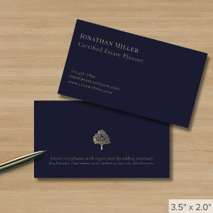 Modern Minimalist Navy Blue Gold Business Card