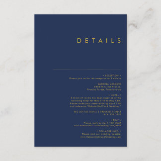 Modern Minimalist Navy Blue | Gold Details Enclosure Card
