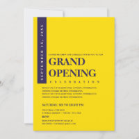 Modern Minimalist Navy Blue & Gold Grand Opening