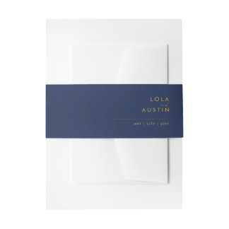 Modern Minimalist Navy Blue | Gold Invitation Belly Band