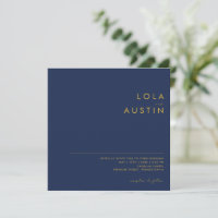 Modern Minimalist Navy Blue | Gold Square Wedding