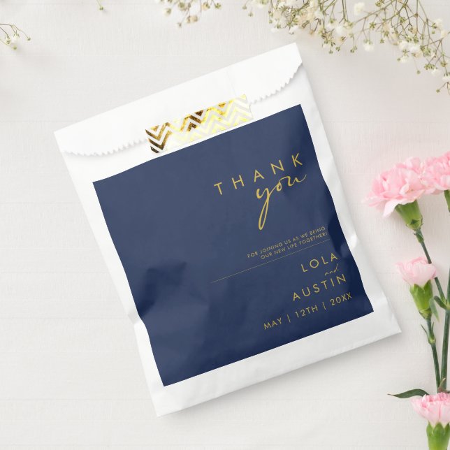 Modern Minimalist Navy Blue | Gold Thank You Favour Bags (Sealed)
