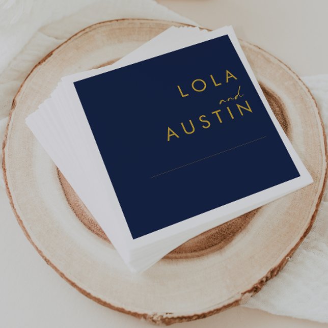 Modern Minimalist Navy Blue | Gold Wedding Napkins (Creator Uploaded)