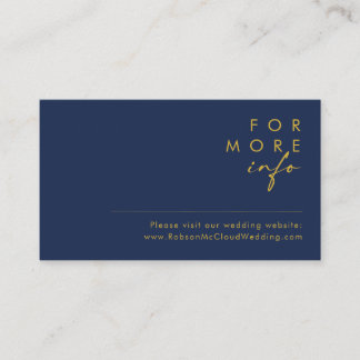 Modern Minimalist Navy Blue | Gold Wedding Website Enclosure Card
