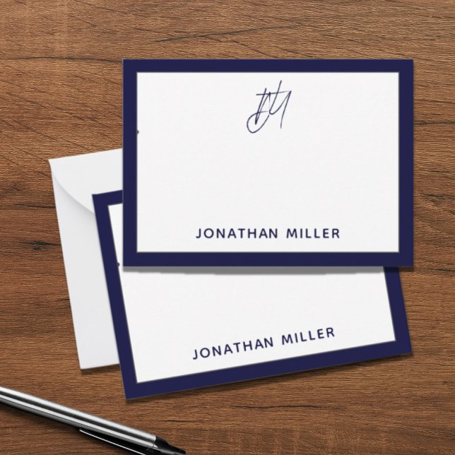 Modern Minimalist Navy Blue Monogram Card (Creator Uploaded)