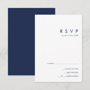 Modern Minimalist Navy Blue RSVP Card