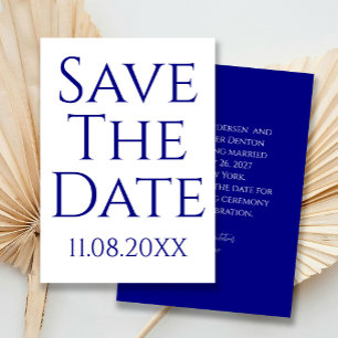 Modern Minimalist Navy Blue Save The Date Invitation