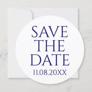 Modern Minimalist Navy Blue Save The Date Round Invitation