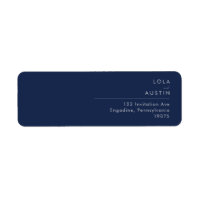 Modern Minimalist Navy Blue Silver Return Address