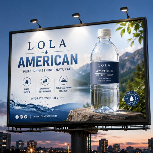 Modern Minimalist Navy Blue   Silver Water Bottle  Label