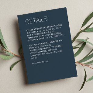 Modern Minimalist Navy Blue Wedding Enclosure Card