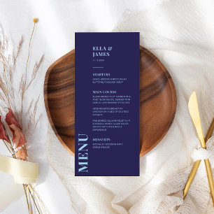 Modern Minimalist Navy Blue Wedding Menu