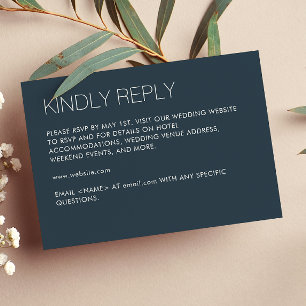 Modern Minimalist Navy Blue Wedding RSVP Card
