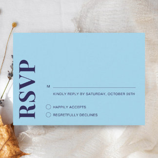 Modern Minimalist Navy Blue Wedding RSVP Card