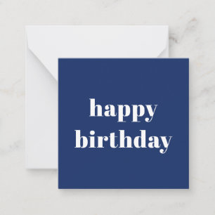 Modern Minimalist Navy Blue & White Happy Birthday Card