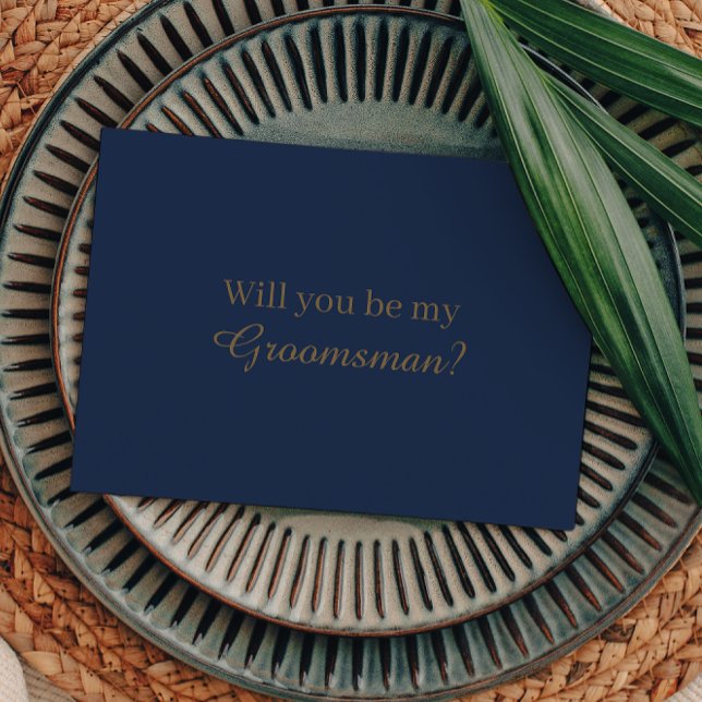Modern Minimalist | Navy Gold Groomsman Proposal Invitation (Creator Uploaded)