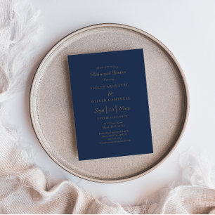 Modern Minimalist   Navy Gold Rehearsal Dinner Invitation