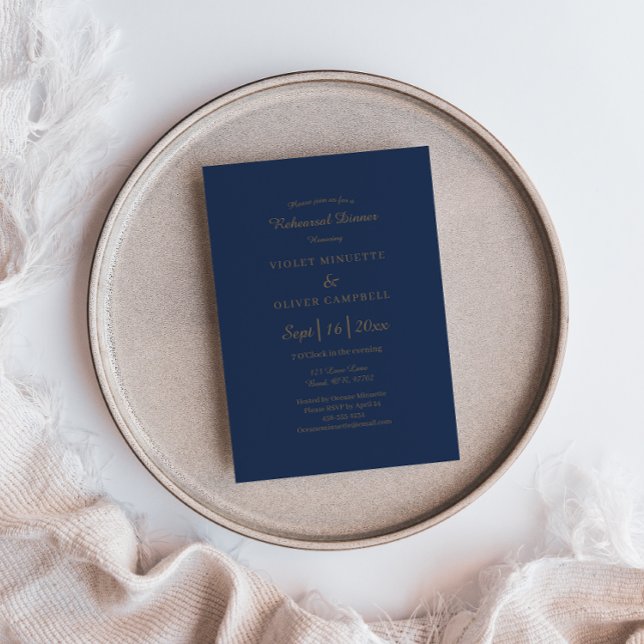Modern Minimalist | Navy Gold Rehearsal Dinner Invitation (Creator Uploaded)