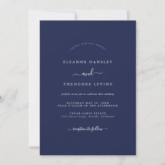 Modern Minimalist Navy Wedding Invitation