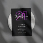 Modern Minimalist Neon 21st Birthday Invitation<br><div class="desc">21st birthday invitation featuring faux neon 21 and modern minimalist typography design.</div>