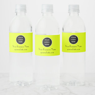 Modern Minimalist Neon Yellow Custom logo Modern Water Bottle Label
