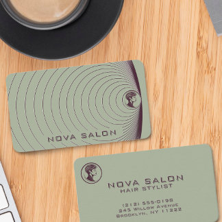Modern Minimalist Nested Circular Fine Lines Business Card