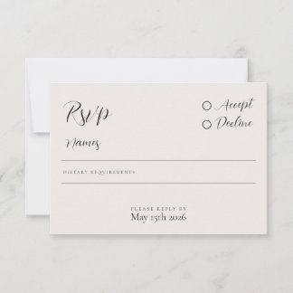 Modern Minimalist Neutral Calligraphy RSVP Card