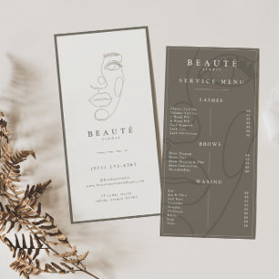 Modern Minimalist Neutral Lash & Brow Service Menu