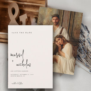 Modern Minimalist Neutral Photo Wedding Save The Date