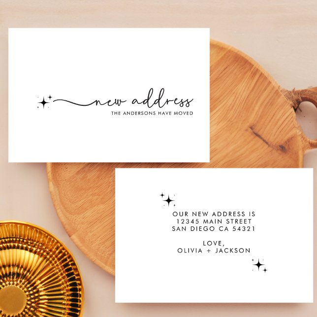 Modern Minimalist New Address Handwritten Script Card (Creator Uploaded)