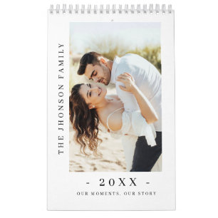 Modern Minimalist New Couple Photo Calendar