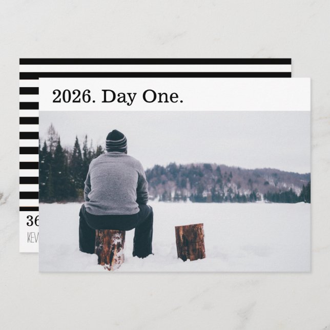 Modern Minimalist New Opportunities Photo Holiday Card (Front/Back)