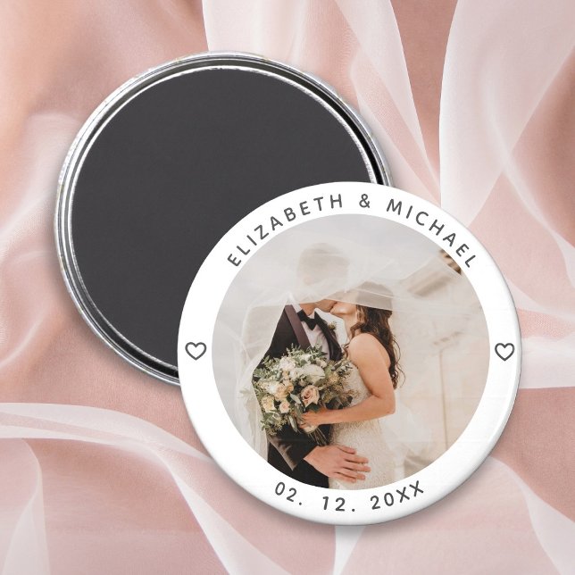 Modern Minimalist Newly Weds Photo Wedding Favor Magnet (Creator Uploaded)