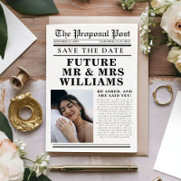 Modern Minimalist newspaper wedding save the date