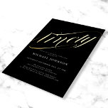 Modern Minimalist Ninety Black Gold 90th Birthday<br><div class="desc">Modern Minimalist Ninety Black Gold 90th Birthday Foil Invitation. For a milestone birthday invitation, the design epitomises modern chic with a minimalist black and gold colour scheme. The invitation features a sleek black background with elegant gold script typography adds a touch of refinement, creating a sophisticated and contemporary look. The...</div>