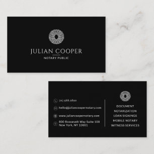 Modern Minimalist Notary Public Black Business Card